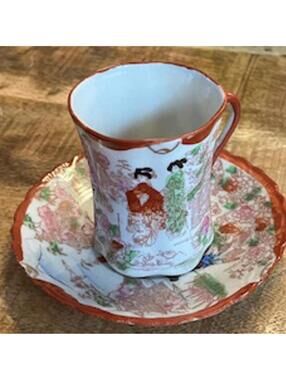 Vintage Nippon Porcelain Geisha Ware saucer and cup Set Japan 1945-1952 Set